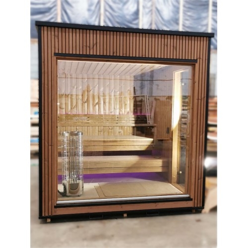 Top Modern Sauna 2,3x2,3 m aus Thermoholz vollisoliert