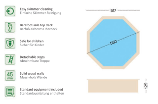 Blue Hawaii Holzpool 560x517x129 cm OCTO 3