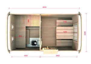 4 m Sauna Bus Kiefer- od. Thermowood