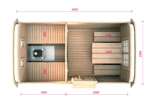 4 m Sauna Bus Kiefer- od. Thermowood