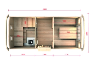 4,8 m Sauna Bus Kiefer- od. Thermowood