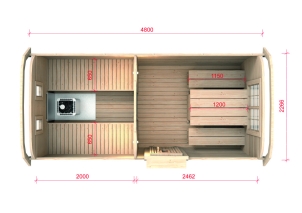 4,8 m Sauna Bus Kiefer- od. Thermowood