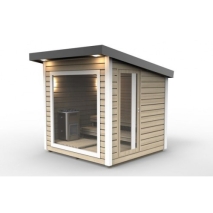 Modern Sauna 2,3x2,3 m aus Kieferholz vollisoliert