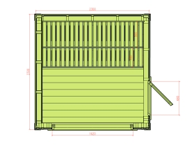 Modern Sauna 2,3x2,3 m aus Kieferholz vollisoliert