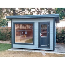 Modern Sauna 2,3x3,4 m aus Kieferholz vollisoliert