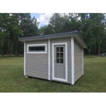 Modern Sauna 2,3x3,4 m aus Kieferholz vollisoliert