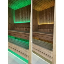 Top Modern Sauna 2,3x2,3 m aus Thermoholz vollisoliert