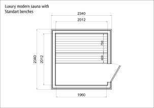 Top Modern Sauna 2,3x2,3 m aus Thermoholz vollisoliert