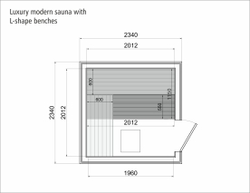 Top Modern Sauna 2,3x2,3 m aus Thermoholz vollisoliert