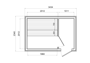 Top Modern Sauna 2,3x3,4 m aus Thermoholz vollisoliert