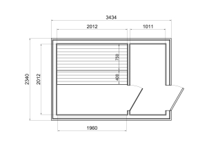 Top Modern Sauna 2,3x3,4 m aus Thermoholz vollisoliert