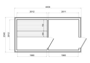 Top Modern Sauna 2,3x4,4 m aus Thermoholz vollisoliert