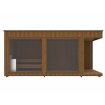 Top Modern Sauna 2,3x5,4 m aus Thermoholz vollisoliert