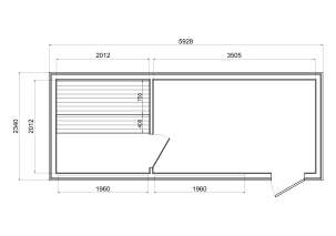 Top Modern Sauna 2,3x5,9 m aus Thermoholz vollisoliert